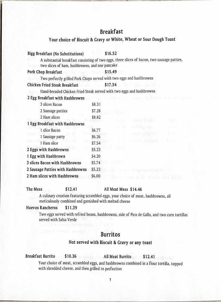 North 40 Settler's Menu image 1